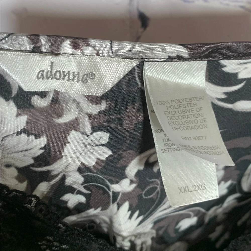 Adonna Womens Maxi Slip Dress Satin Black Silver Floral Babydoll XXL Whimsigoth - Picture 6 of 6